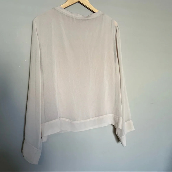 NWT! Zara Woman Sz  L Neutral Long Sleeve Blouse Top - Picture 8 of 14